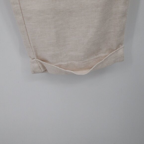 Alexander McQueen Pants Womens 42 Cropped Capri linen cuffed Mid Rise Cream - Picture 3 of 13